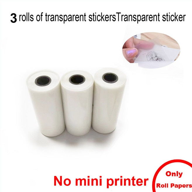 미니 프린터 선물 가능한 감열지 Diy 용지 스티커 할로윈 열전 포켓 크리스마스 참고 목록, 3 Rolls Transpa nt