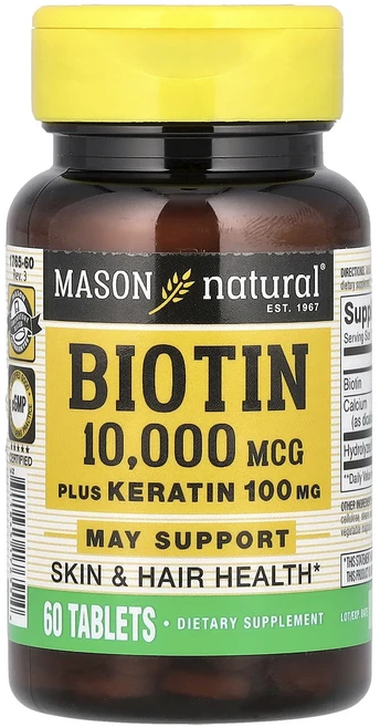 새해 첫좋은선물 Mason Natural 비오틴 플러스 케라틴 60정 제대로 할인합니다, 1개 - 쿠팡