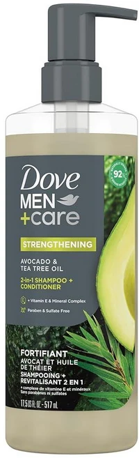도브 맨케어 투인원 샴푸 컨디셔너 아보카도 티트리 오일 517ml - 쿠팡