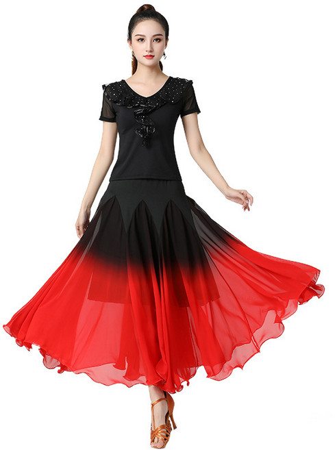 라인댄스복 스포츠댄스복 무도복 반팔 세트 치마춤 치마공연복 뉴타임즈