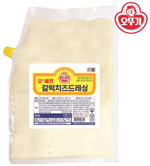 오뚜기 오쉐프 갈릭치즈드레싱, 1kg, 4개