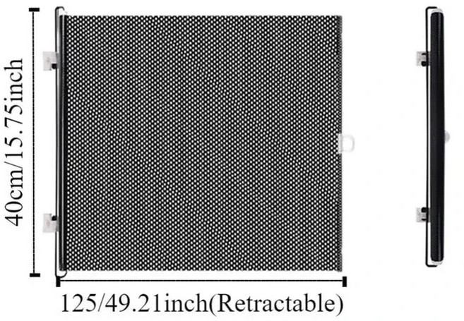실내용 접이식 개 게이트 메쉬 안전 배리어 소형견용 무타공 애완동물 격리 펜스 현관 복도 계단, 40x125 cm