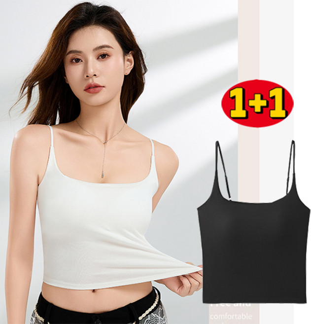 스마일 크롭 브라탑 노와이어 캡내장 나시 2장세트