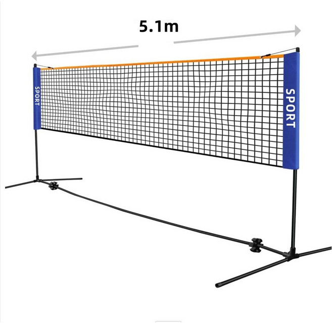 서치잇 휴대용 배드민턴 네트 5.1m 높이조절 네트 스탠드 배드민턴 테니스 겸용 세트, 블랙