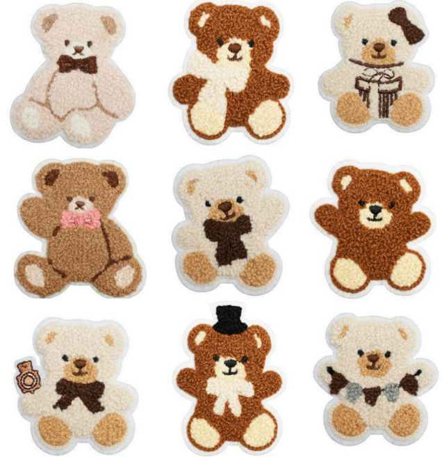 블리키 큐티 곰돌이 열접착식 자수 패치 9개 1세트