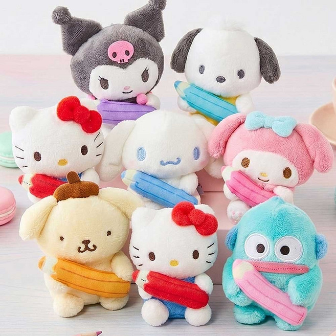 산리오 폼폼푸린 왕관 인형 가방고리 키링 8cm