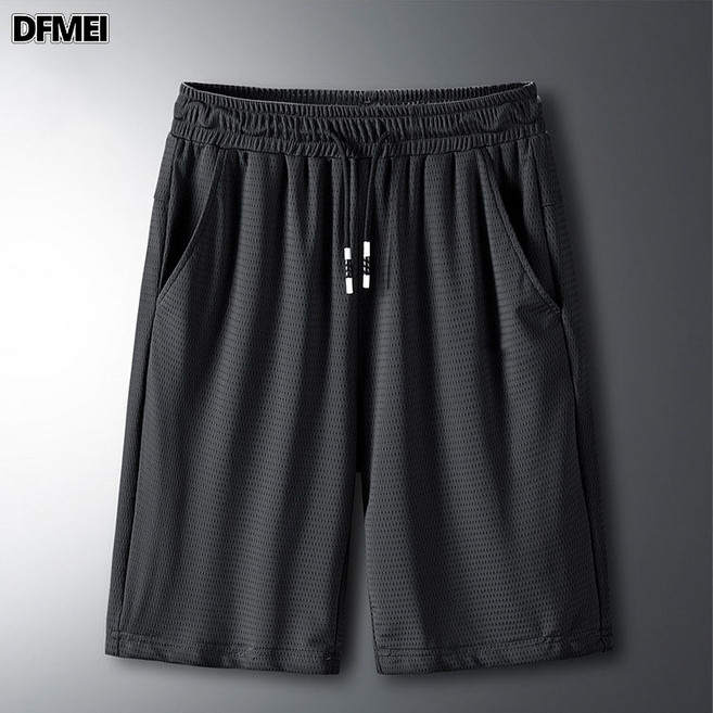 DFMEI 短褲男士夏季冰絲薄款外穿速幹寬鬆籃球褲子五分休閒運動褲衩速幹
