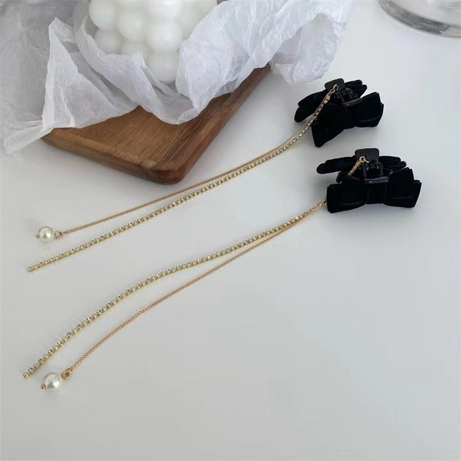 2p/4p 두줄 드롭 미니 집게핀 큐빅 헤어핀 헤어피스 머리핀