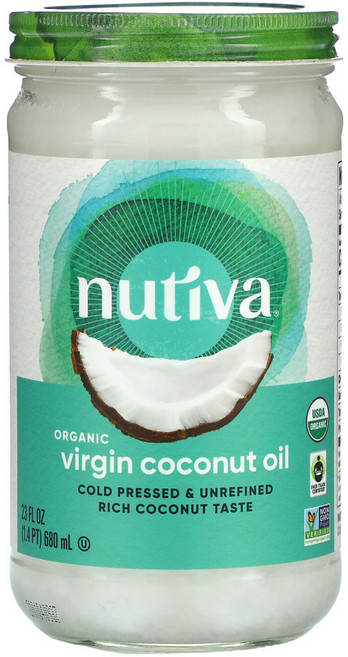 Nutiva 유기농 코코넛 오일 버진 23 fl oz (680 ml) 1팩, 680ml, 1개