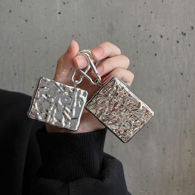 에어팟 3 2 1 pro 메탈릭 실버 호일 패턴 키링 케이스, 3세대_실버 sap1454, 1개