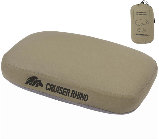 Cruiser Rhino 캠핑 메모리 폼 베개, 밀리터리 그린, 1개