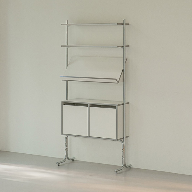 고트 수납장 4단 벽선반장 월 캐비닛 인테리어 장식장, 크림화이트