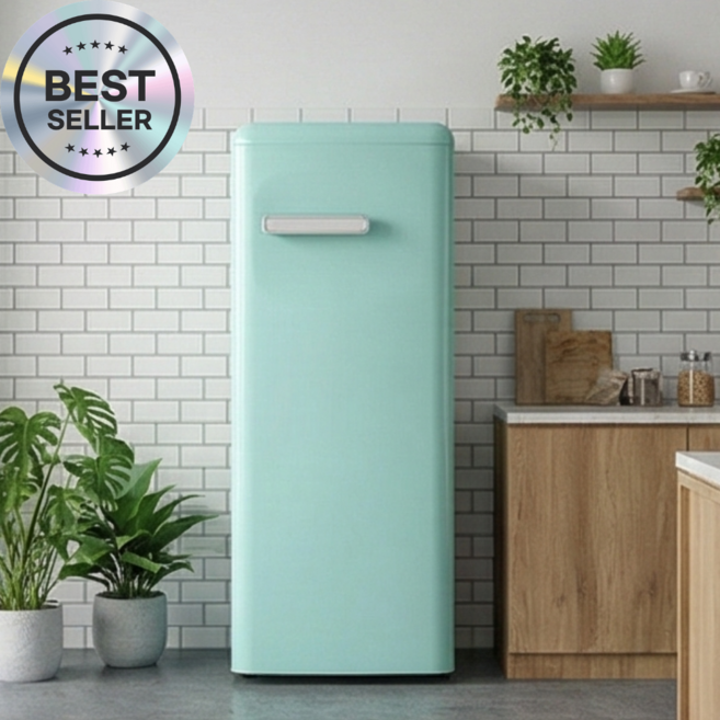 COOLM 1등급 프리미엄 빈티지 냉장고 미니 레트로냉장고 소형 음료수냉장고 업소용 가정용 쇼케이스 사무실 원룸, 131L, 블루민트