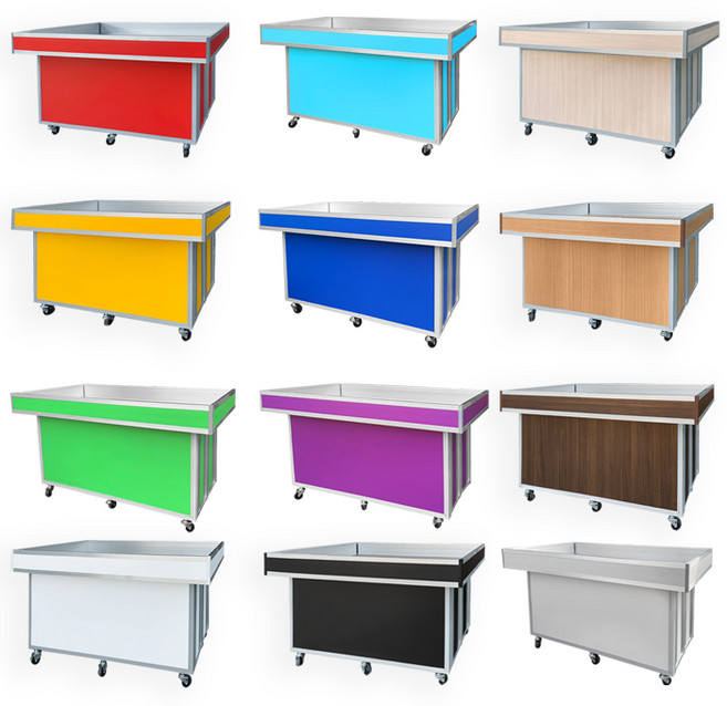 [매대인] 사각매대 행사용 접이식 이동식 백화점 매대 가판대 옷 휴대폰 상품 진열대 행사평대, 아이보리