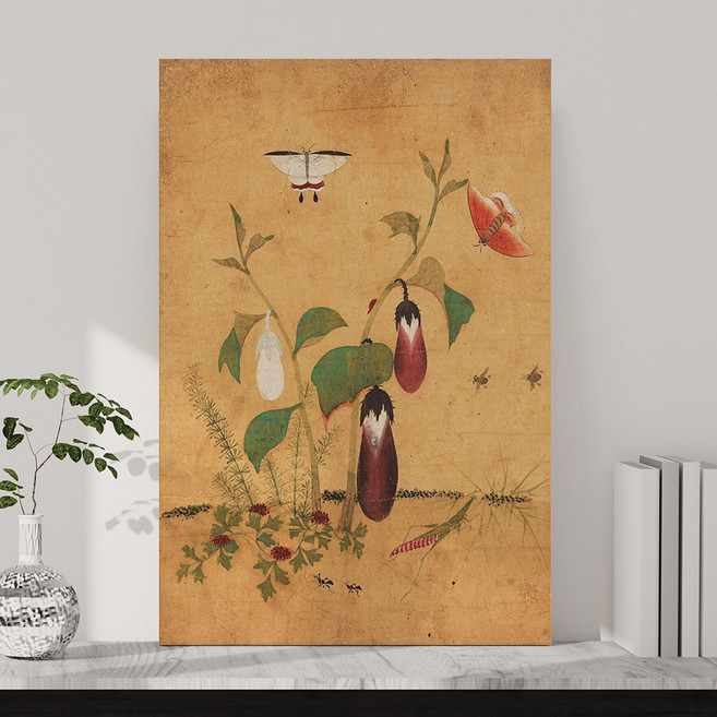 신사임당 신윤복 전통 민화 풍수 한국 전통 민속화 풍속화 인테리어 학교 교실 교육 액자, 02.신사임당-가지와 방아깨비