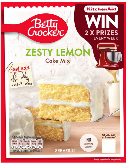 베티 크로커 제스티 레몬 케이크 믹스 Betty Crocker Cake Mix Zesty Lemon 425g, 1개