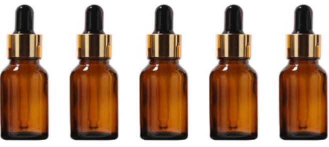 갈색 스포이드 유리병 에센스 아로마 오일 소분 공병 미니깔대기 증정- 골드캡/검정고무, 10ml 5개, 1개