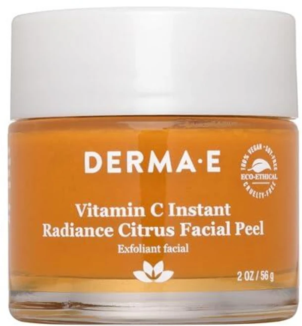 DERMA E 비타민 C 인스턴트 래디언스 시트러스 페이셜 필 - 얼굴과 목을 위한 비마모성 - 피부 브라이트닝 페이스 필링 재포장 얼굴 피부를 매끄럽게 하고 재생 59.1, 1, 56g - 쿠팡