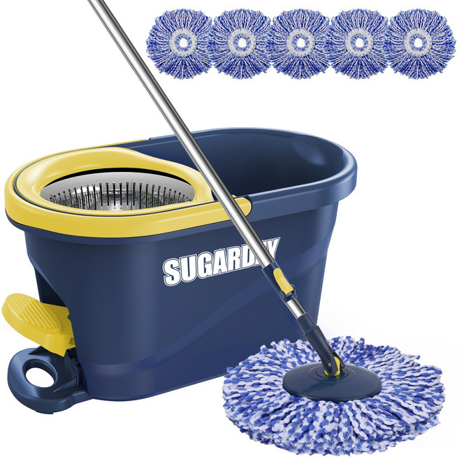 뷔이위이 밀대 바닥청소 통돌이 회전 밀대걸레+탈수통+걸레 5p, 1개