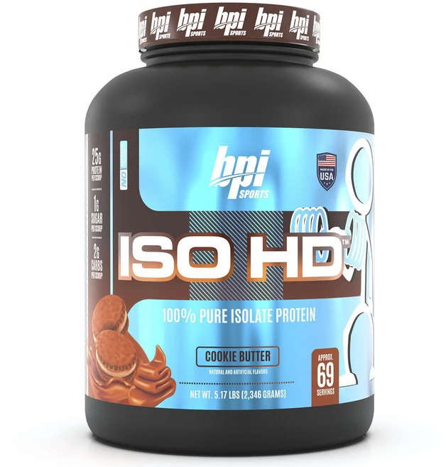 비피아이스포츠 아이소 HD 퓨어 아이솔레이트 프로틴 쿠키 버터, 2.346kg, 1개 - 쿠팡