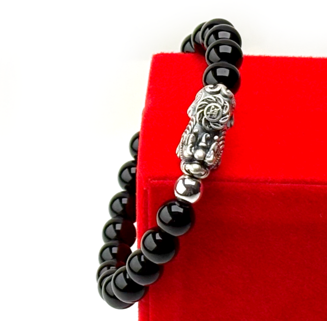 오지끄 O.JIK 재물운 상승! 실버925 비휴 흑요석 오닉스 특7A 팔찌