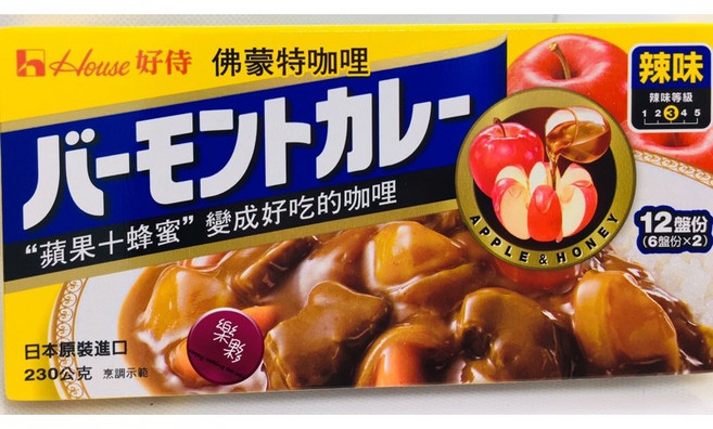 House 好侍 佛蒙特咖哩 蘋果蜂蜜風味 甜味 230公克, 1個, 3號辣味,盒