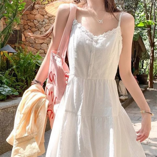 패션 여성 뷔스티에 원피스 프렌치 여름 브이넥 슬림핏 끈 나시 원피스 a라인 여자 미니 원피스 LCC