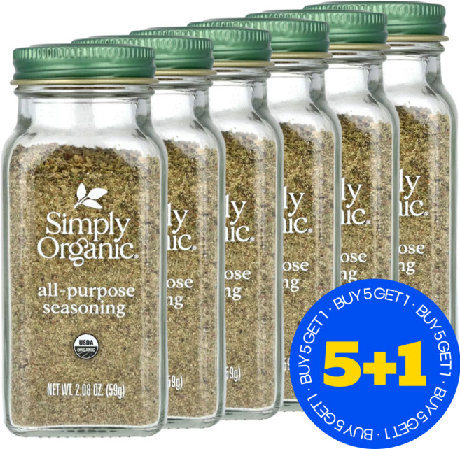 5+1 심플리오가닉 다목적 시즈닝 59g 양파 흑후추 파슬리 바질 타임 오레가노 세이지 고수 / 해외직구 미국정품, 6개