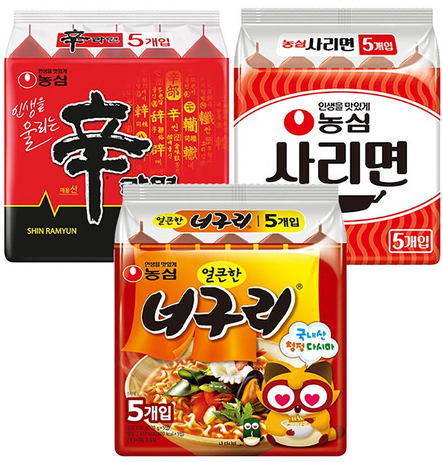농심 신라면10봉지+얼큰한너구리10봉지+사리면10봉지 총30봉, 1세트