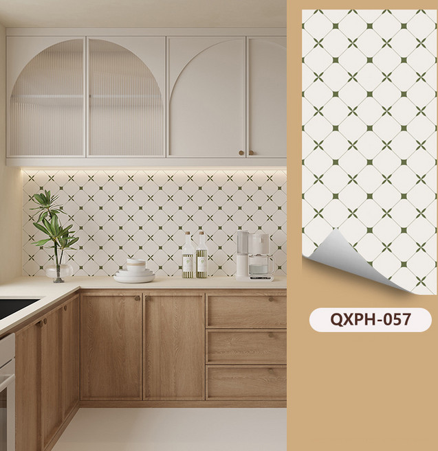 Fowod 내유성 및 방수 주방 스티커, 다이아몬드 퀼팅-그린