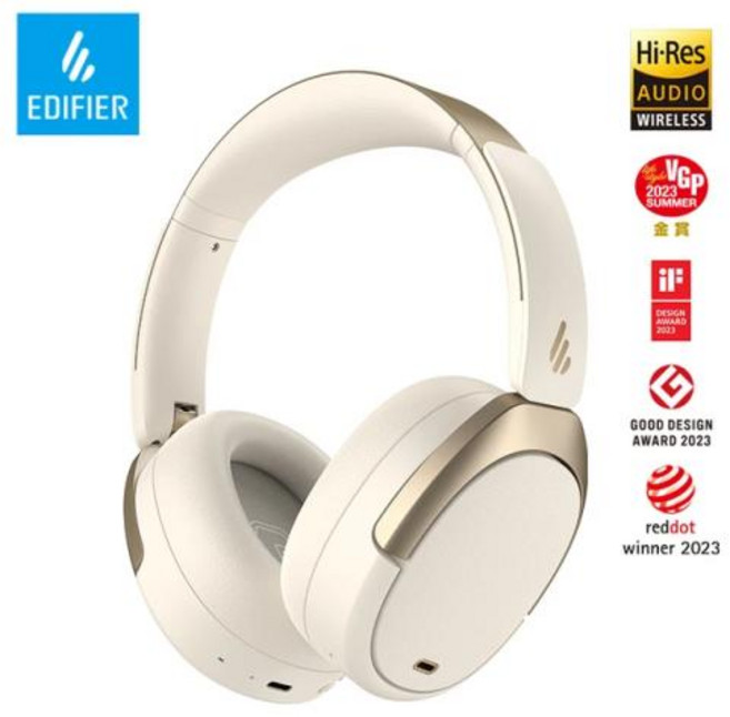에디파이어 에디터 WH950NB 노이즈 캔슬링 무선 헤드폰 고해상도 오디오 듀얼 장치 연결 블루투스 5.3 헤드셋, 없음, 1) Ivory