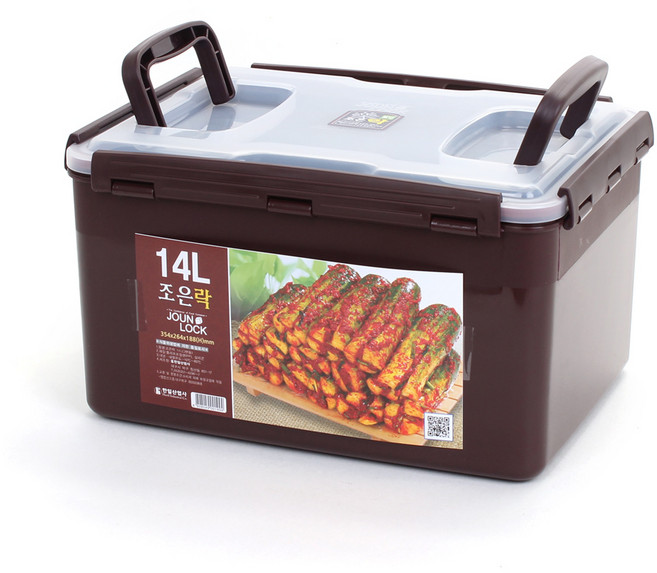 조은락 코코아 밀폐용기 14L (초코) 김치통 반찬통, 1개
