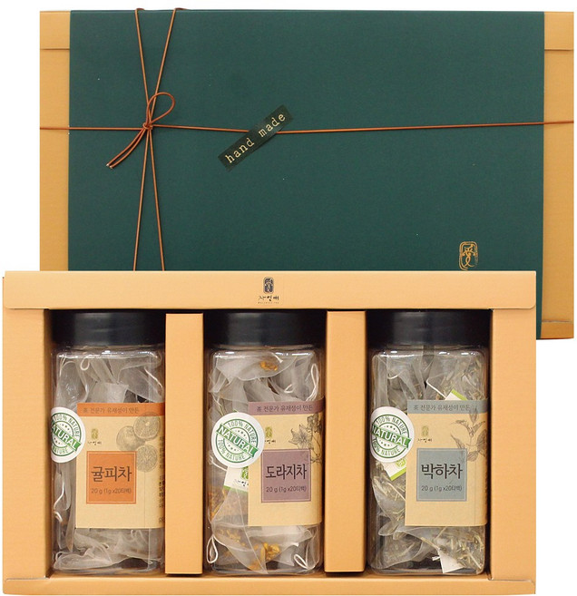 자연애 목에 좋은 차 3종 선물세트, 도라지차 + 귤피차 + 박하차, 1세트