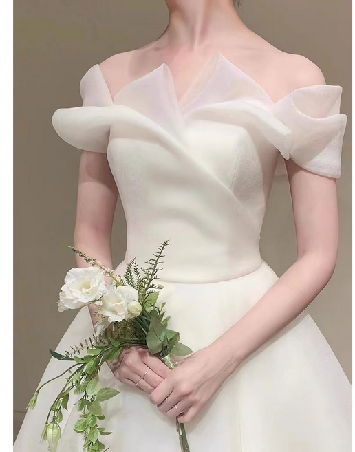 JoYouth 오픈숄더 오간자 실크 웨딩 드레스 03 빅사이즈 코르셋 스트랩