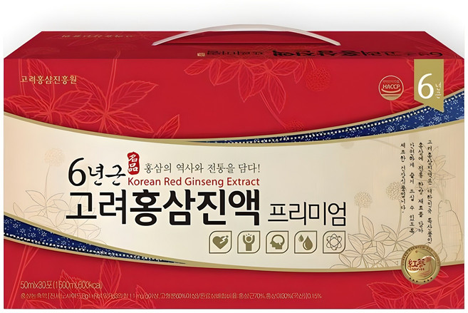 고려홍삼진흥원 6년근 고려홍삼진액 프리미엄, 50ml, 30개