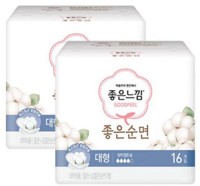 좋은느낌 생리대 좋은순면 대형 16매 X 2팩