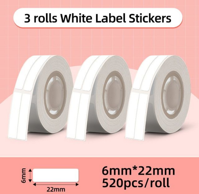 Phomemo Q30 라벨 메이커 기계 미니 포켓 열 프린터 무선 DIY 스티커 다양한 용지, 07 Only 6x22mm Sticker, 07 Only 6x22mm Sticker, 3x White 6x22mm, Only 6x22mm Sticker