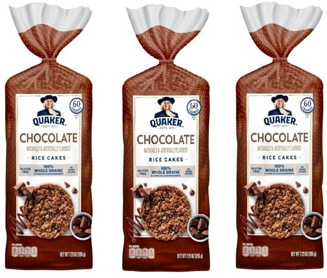 [미국직배송]퀘이커 라이스 케이크 100% 통곡물 글루텐프리 [맛선택] Quaker Rice Cakes Whole Grain 초콜렛, 205g, 3개
