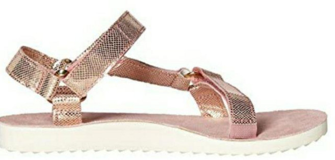 Teva (女) Universal Radiant 亮皮革涼鞋, 粉金色,US9