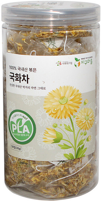 지구마을 생분해필터 PLA 국내산 국화차 삼각티백차 전통차, 600mg, 1개, 50개입