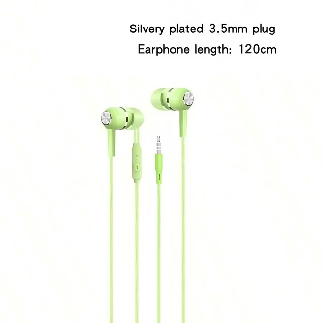 NNBILI 1-4pcs 3.5mm 유선 이어폰 HIFI 중저음 버드 모니터 스포츠 스테레오 음악 게임용 헤드폰 (마이크, 09 1pcs green