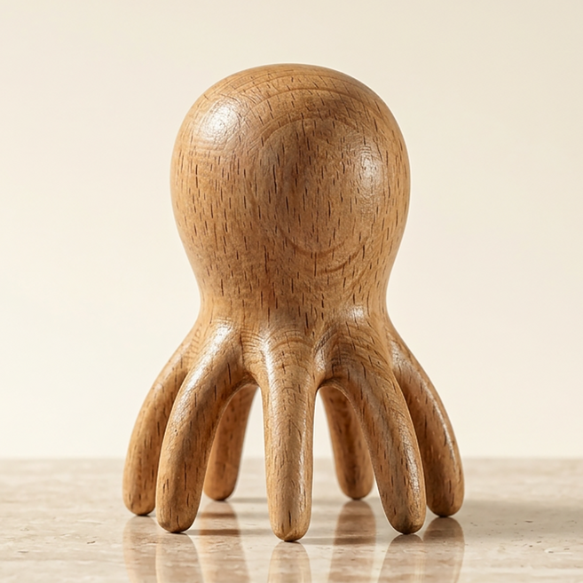 리브앤다 문어 괄사 너도밤나무 두피 바디 얼굴 마사지기, 우드, 1개