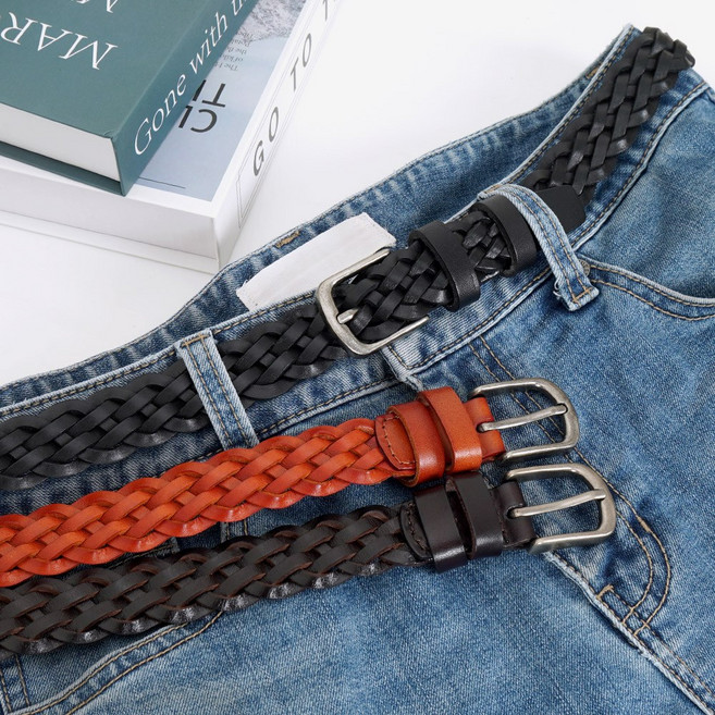 소가죽 남성 수동 슬림 위빙 벨트 213