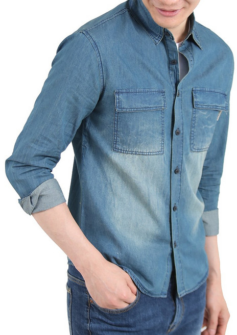 ZCC116 워싱 청 남방 셔츠