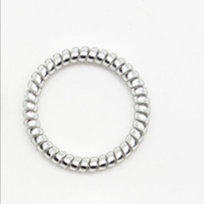 전화선머리끈 얇은스프링헤어끈 자국안남는고무줄 은색