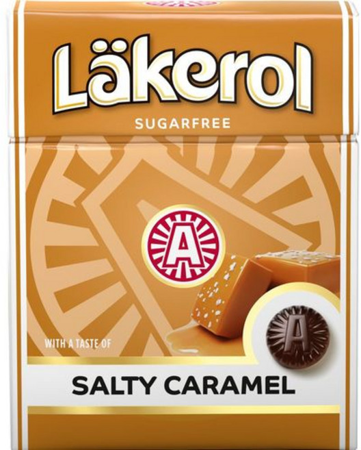 레이커롤 솔티 카라멜 스테비아 무설탕 로젠지 25g 4박스 4 Boxes x 25-gram of Lakerol Salty Caramel Stevia Sugar-Free Lozeng, 1개