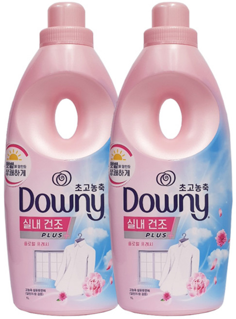 다우니 초고농축 섬유유연제 실내건조 플로럴 프레시 1L x2, 2개
