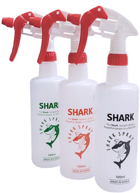 샤크분무기세트500ml 레드건3개+분무통(그린 블랙 핑크 500ml) 약품분무기 락스분무기 캐년 정품, 1세트