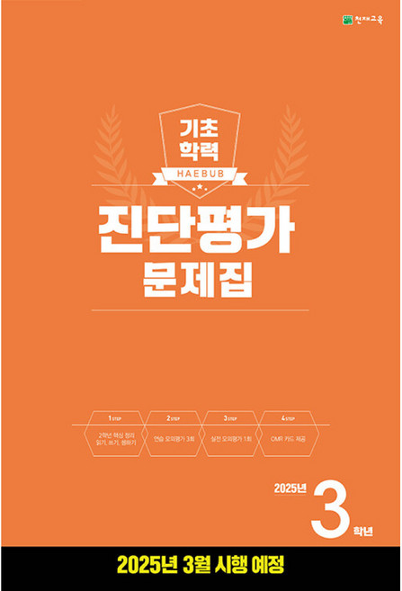 해법 기초학력 진단평가 문제집 3학년(8절) (2025년) (본책 + 정답과 풀이), 천재교육