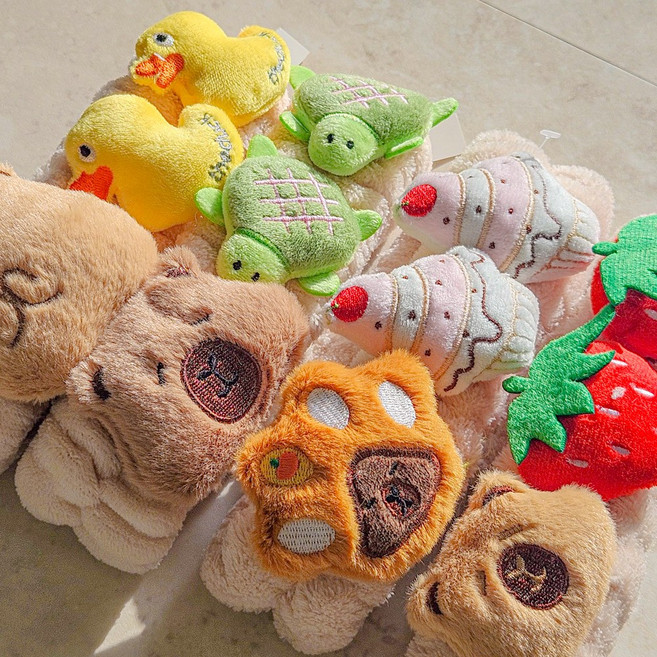 후르츠 애니멀 카피바라 헤어밴드 캐릭터 세안머리띠 4Colors, 3 레드, 1개